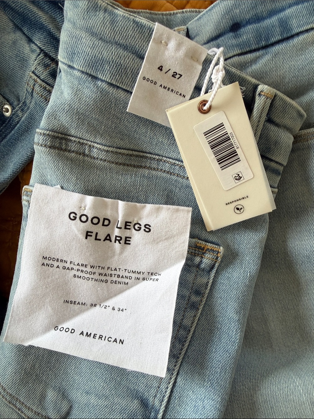 Good American Light Wash Good Legs Flare Jeans - Picture 7 of 7
